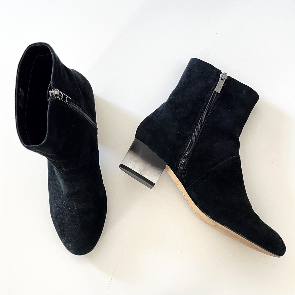 Halston Black Suede Leather Ankle Boots